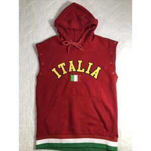 Hudson Outwear Hoodie Mens Size‎ Small Red Italia Sleeveless Italian Italy Flag